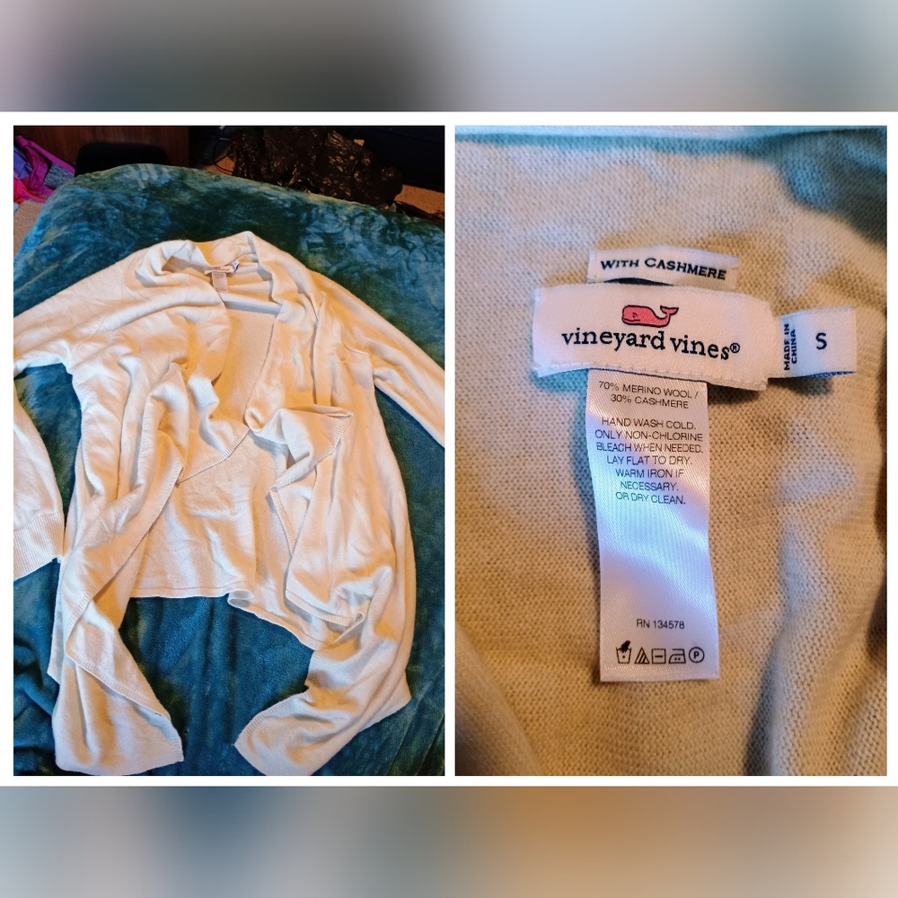 Vineyard Vines Soft Cream Cardigan with Cashmere